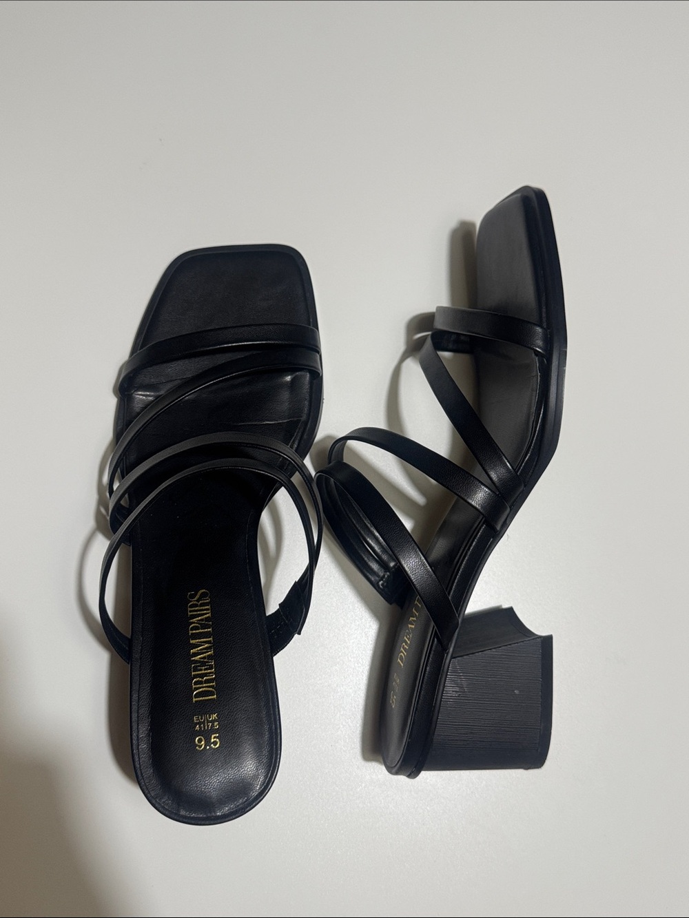 Dream Pairs Black Strappy Square-Toe Block Heel Sandals